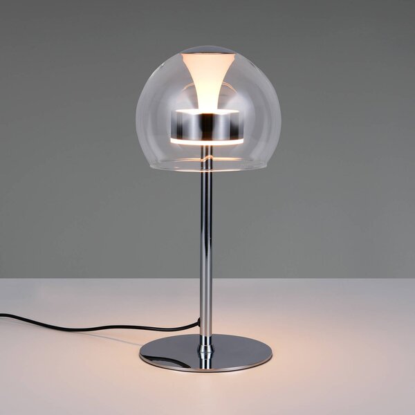 Trio Lighting Lampada da tavolo a LED Flynt, dimmerabile, Cromo / Argento, Soggiorno / Sala da pranzo, Metallo, Moderno, Lampada da tavolo LED