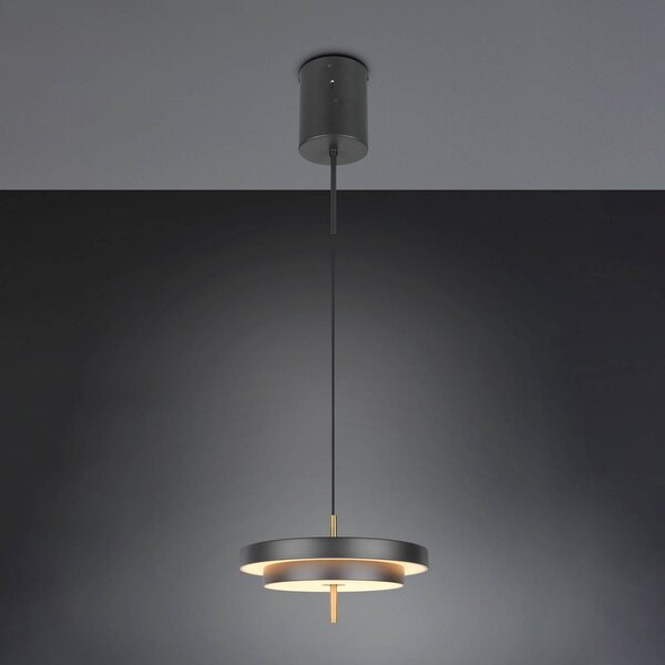 Trio Lighting Lampada LED a sospensione Keaton, nero/oro, Ø 40 cm, CCT dimmerabile, Nero, Soggiorno / Sala da pranzo, Metallo