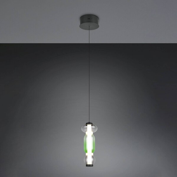 Trio Lighting Lampada a sospensione in vetro Minerva, dimmerabile, Multicolore, Soggiorno / Sala da pranzo, Vetro, Lampada a sospensione