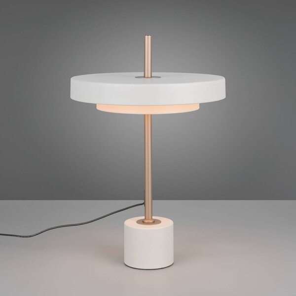 Trio Lighting Lampada da tavolo a LED Keaton, dimmerabile, Alluminio / Grigio / Zincato, Soggiorno / Sala da pranzo, Metallo, Lampada da tavolo LED