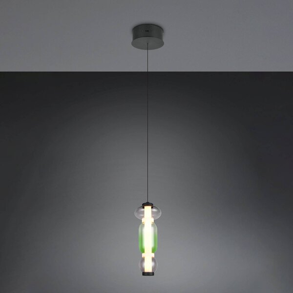 Trio Lighting Lampada a sospensione in vetro Minerva, dimmerabile, Multicolore, Soggiorno / Sala da pranzo, Vetro, Lampada a sospensione
