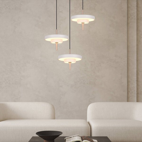 Trio Lighting Lampada LED a sospensione Keaton, grigio chiaro, Ø 45 cm, metallo, CCT 3 luci. dimmerabile, Alluminio / Grigio / Zincato, Soggiorno / Sala da pranzo, Metallo
