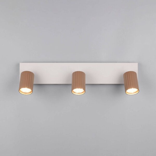 Trio Lighting Faretto da soffitto Soka, marrone/grigio, lunghezza 50 cm, metallo, a 3 luci. dimmerabile, Marrone / Ruggine, Soggiorno / Sala da pranzo, Metallo, Moderno, Faretto alogeno