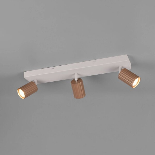 Trio Lighting Faretto da soffitto Soka, marrone/grigio, lunghezza 50 cm, metallo, a 3 luci. dimmerabile, Marrone / Ruggine, Soggiorno / Sala da pranzo, Metallo, Moderno, Faretto alogeno