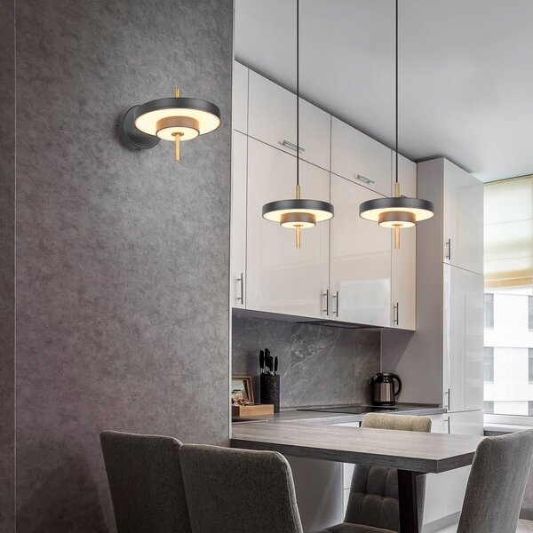 Trio Lighting Applique da parete a LED Keaton, dimmerabile, Nero, Soggiorno / Sala da pranzo, Metallo, Applique a LED