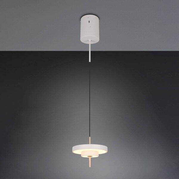 Trio Lighting Lampada LED a sospensione Keaton, grigio chiaro, Ø 20 cm, metallo, CCT dimmerabile, Alluminio / Grigio / Zincato, Soggiorno / Sala da pranzo, Metallo