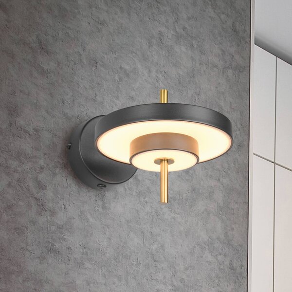Trio Lighting Applique da parete a LED Keaton, dimmerabile, Nero, Soggiorno / Sala da pranzo, Metallo, Applique a LED