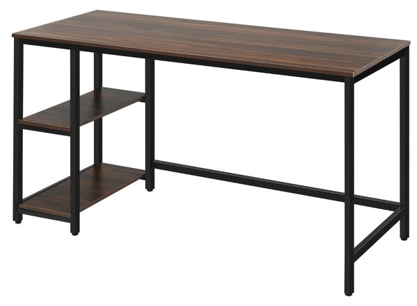 Costway Scrivania per computer con 2 mensole per casa e ufficio, Tavolo industriale 141x61cm Caffè