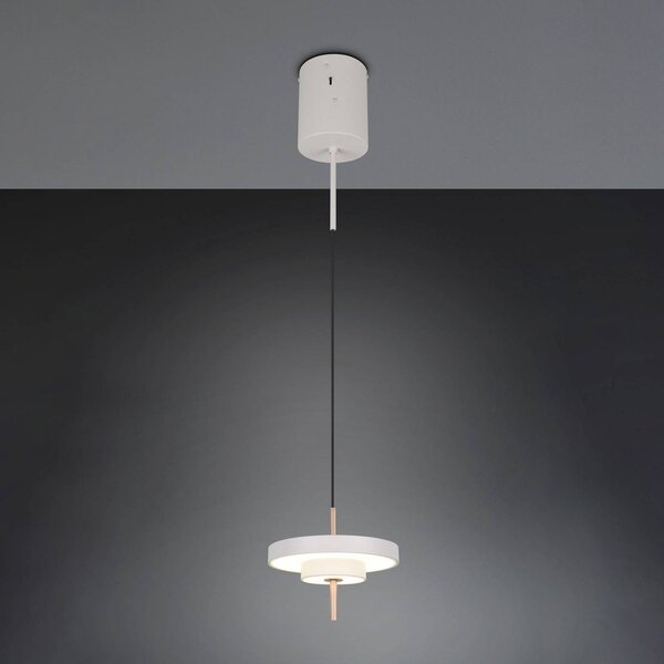 Trio Lighting Lampada LED a sospensione Keaton, grigio chiaro, Ø 20 cm, metallo, CCT dimmerabile, Alluminio / Grigio / Zincato, Soggiorno / Sala da pranzo, Metallo