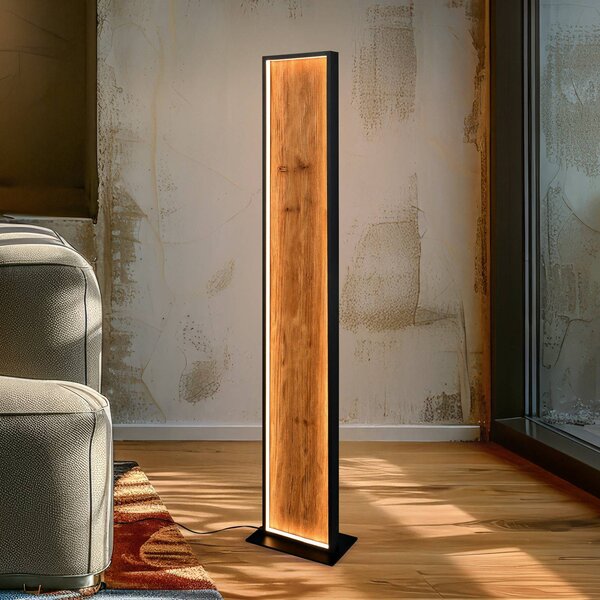 Trio Lighting Lampada da terra Kalea, dimmerabile, Legno chiaro, Soggiorno / Sala da pranzo, Legno, Lampada da terra