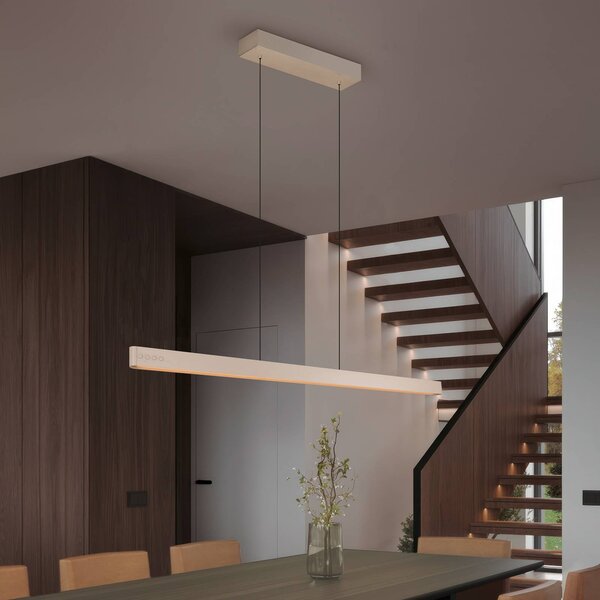 Trio Lighting Lampada LED a sospensione Donegal, colore beige, lunghezza 150 cm, CCT dimmerabile, Crema / Ambra, Soggiorno / Sala da pranzo, Metallo, Moderno