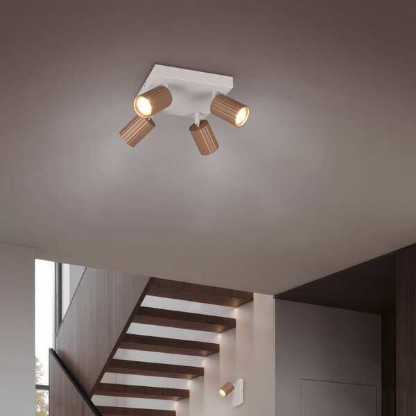 Trio Lighting Faretto da soffitto Soka, marrone/grigio, lunghezza 20 cm, metallo, a 4 luci. dimmerabile, Marrone / Ruggine, Soggiorno / Sala da pranzo, Metallo, Moderno, Faretto alogeno
