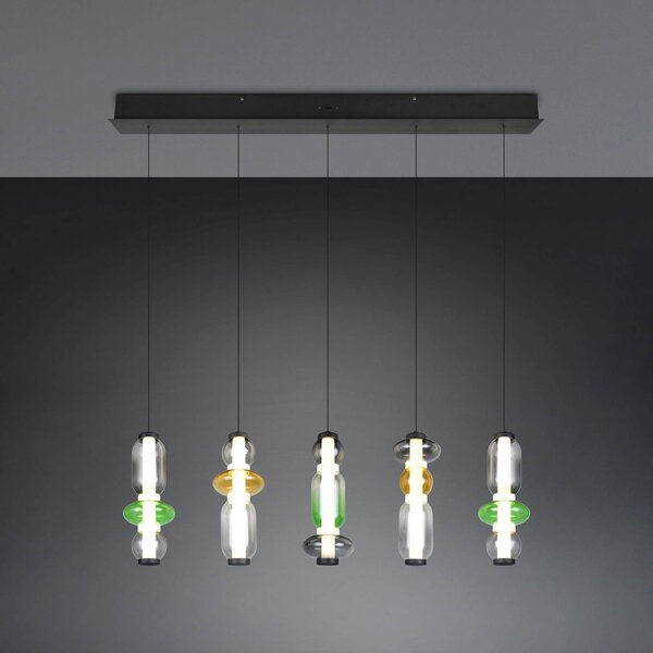 Trio Lighting Lampada a sospensione in vetro Minerva, dimmerabile, Multicolore, Soggiorno / Sala da pranzo, Vetro, Lampada a sospensione