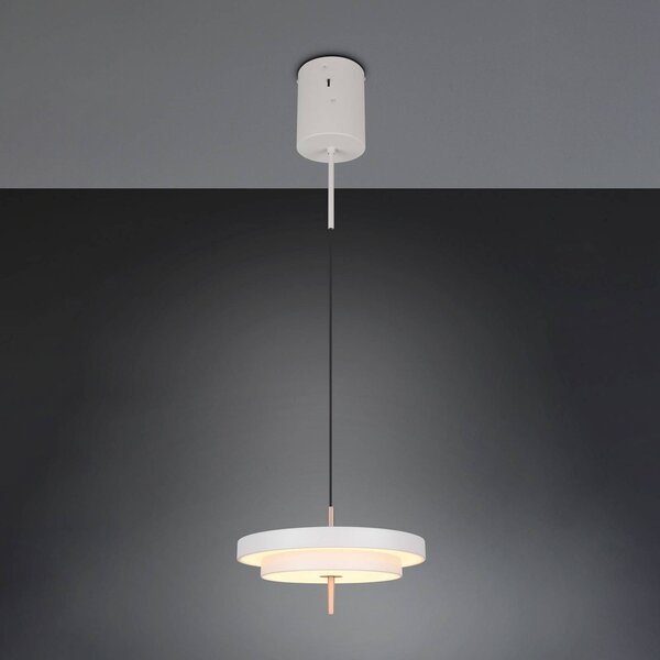 Trio Lighting Lampada LED a sospensione Keaton, grigio chiaro, Ø 40 cm, metallo, CCT dimmerabile, Alluminio / Grigio / Zincato, Soggiorno / Sala da pranzo, Metallo