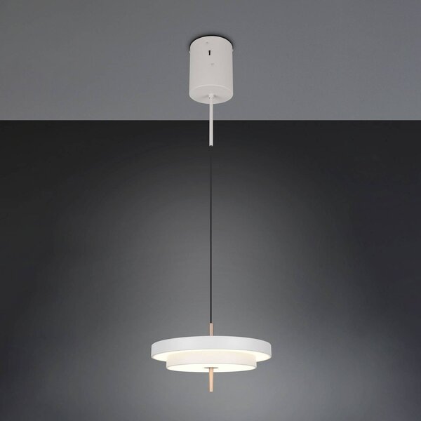 Trio Lighting Lampada LED a sospensione Keaton, grigio chiaro, Ø 40 cm, metallo, CCT dimmerabile, Alluminio / Grigio / Zincato, Soggiorno / Sala da pranzo, Metallo