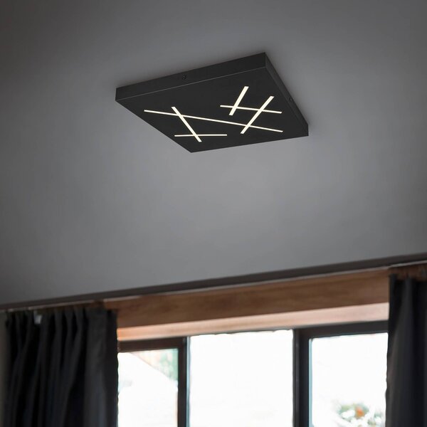 Trio Lighting Plafoniera a LED Snip, dimmerabile, Nero, Soggiorno / Sala da pranzo, Metallo, Moderno, Plafoniera LED