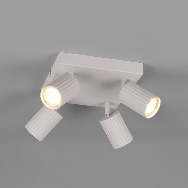 Trio Lighting Faretto da soffitto Soka, grigio chiaro, lunghezza 20 cm, metallo, a 4 luci. dimmerabile, Alluminio / Grigio / Zincato, Soggiorno / Sala da pranzo, Metallo, Moderno, Faretto alogeno