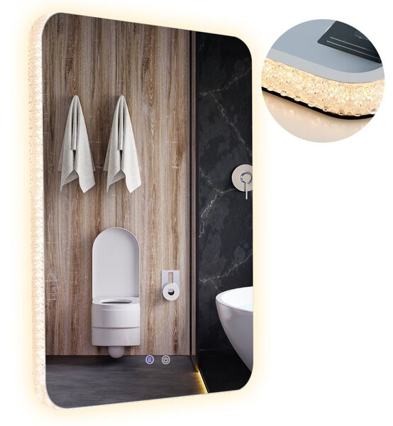 Costway Specchio da bagno con luci LED 3 temperature di colore anti appannamento, Specchio da parete infrangibile