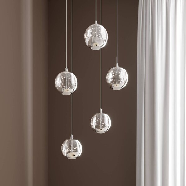 Lampada a sospensione in vetro Hayley Lucande, Chiaro / Trasparente, Soggiorno / Sala da pranzo, Vetro, Moderno, Lampada a sospensione