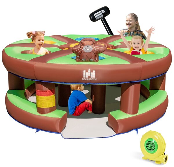Costway Castello gonfiabile per bambini acchiappa la talpa ventilatore ad aria 480W, Casa gigante gonfiabile