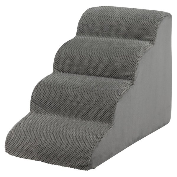 Costway Rampa per cani con 4 scalini in schiuma con copertura lavabile, Gradini antiscivolo per animali domestici Grigio