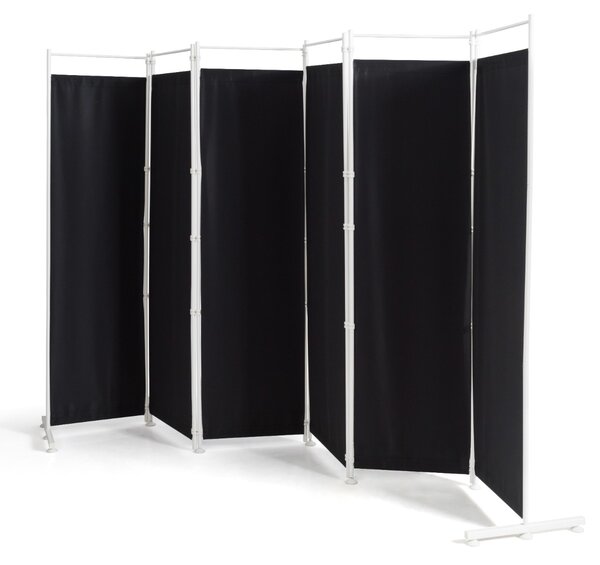 Costway Paravento pieghevole da interno in metallo, Divisorio a 6 pannelli con piedini stabili 300x180cm Nero