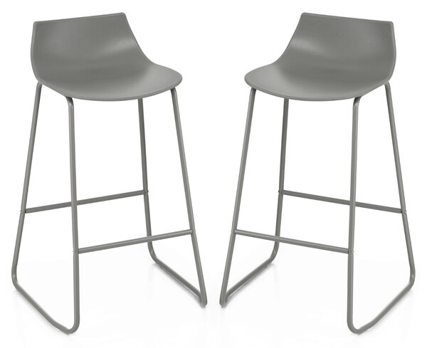 Costway Set di 2 sgabelli moderni da bar senza braccioli, Sedia da pranzo con altezza del sedile 69cm poggiapiedi Grigio