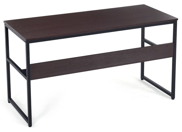 Costway Scrivania industriale per computer 140cm, Tavolo da scrittura contemporaneo con ripiano portaoggetti Caffè