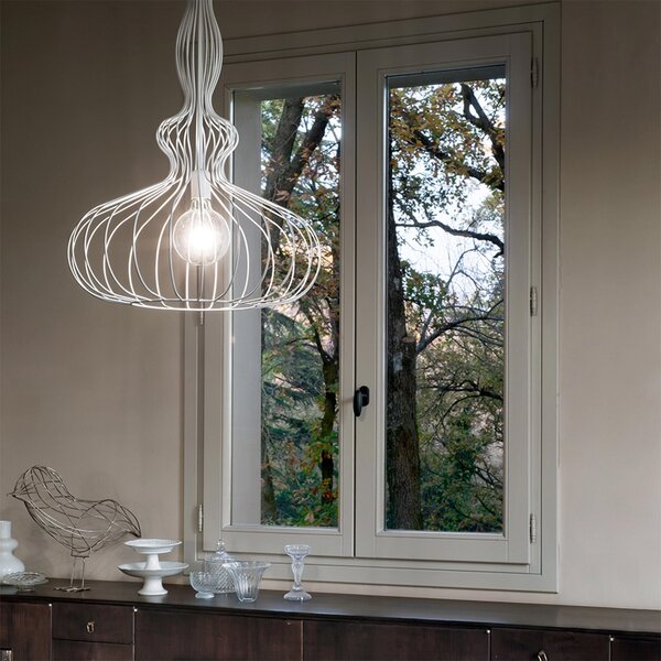 Lampada A Sospensione Clarissa Metallo Bianco 1 Luce E27