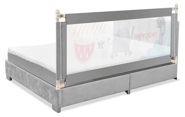 Costway Sbarra 180cm con sollevamento verticale e doppio blocco di sicurezza, Barriera pieghevole per letto Grigio scuro
