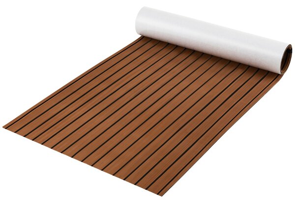 Costway Pavimentazione della barca in eva foam decking antiscivolo autoadesivo, Tappetino per barche yacht Marrone
