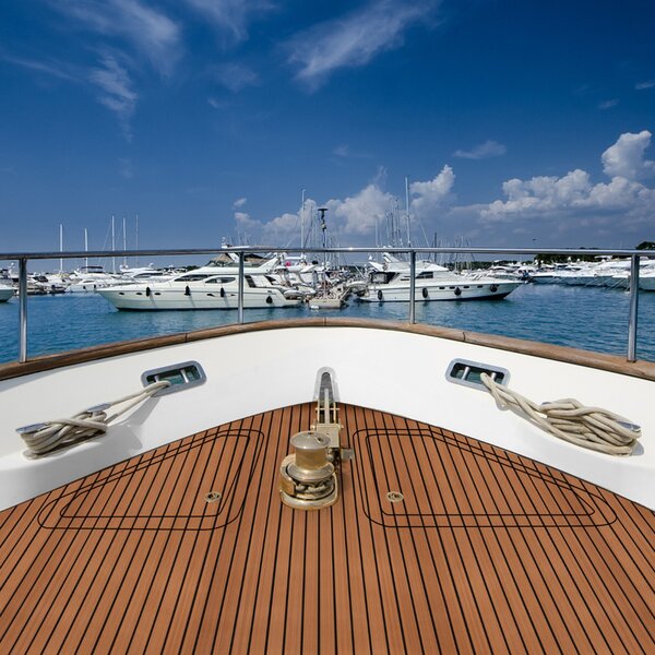 Costway Pavimentazione della barca in eva foam decking antiscivolo autoadesivo, Tappetino per barche yacht Marrone