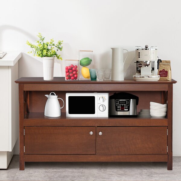Costway Mobile per TV fino a 112cm con mensola e 2 ante, Consolle per salone e camera da letto 112x40x61cm Marrone