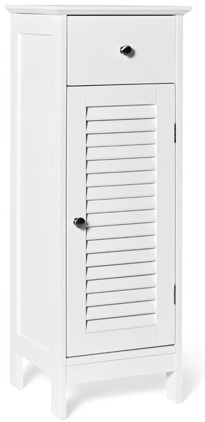 Costway Mobiletto bagno con cassetto porta a persiana ripiano regolabile, Organizer laterale per bagno Bianco