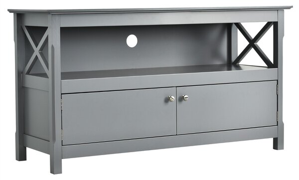 Costway Mobile per TV fino a 112cm con mensola e 2 ante, Consolle per salone e camera da letto 112x40x61cm Grigio