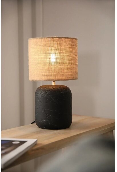 Lampada da tavolo con paralume in juta di colore nero e naturale (altezza 32,5 cm) Montagna - Markslöjd