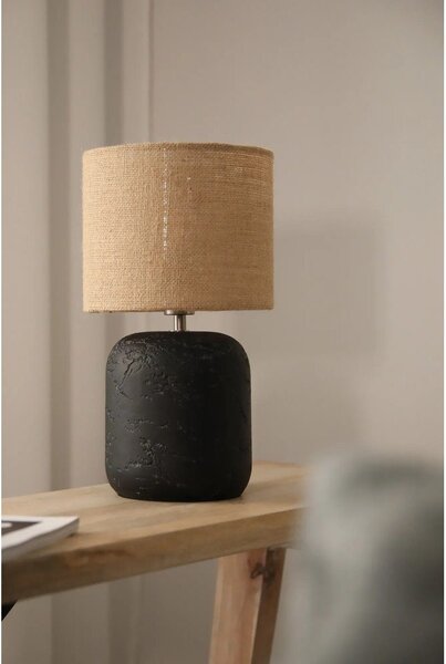 Lampada da tavolo con paralume in juta di colore nero e naturale (altezza 32,5 cm) Montagna - Markslöjd