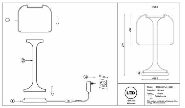 Lampada Da Tavolo Mod286Tl-L18B3K