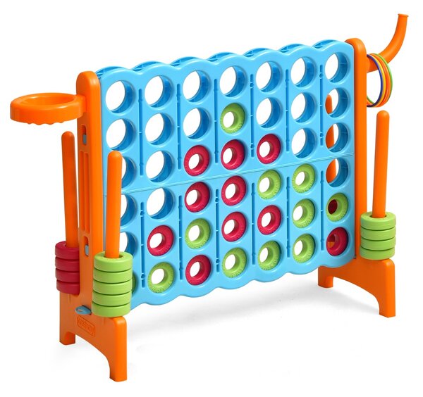 Costway Forza 4 gigante con canestro e gioco di lancio, Gioco da esterno per bambini e adulti 84x33x79 cm Arancione