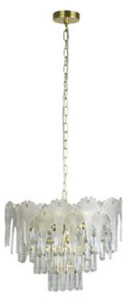 Lampadario Classio Lux & Belle Acciaio Ottone Vetro Trasparente 5 Luci E14
