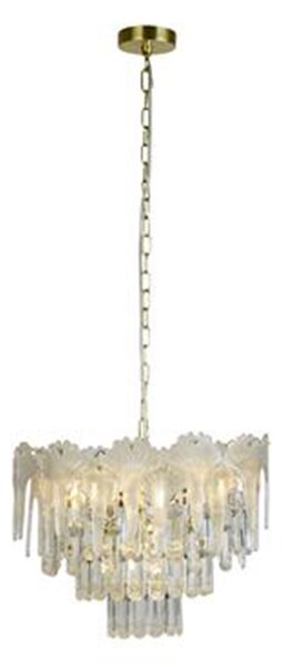 Lampadario Classio Lux & Belle Acciaio Ottone Vetro Trasparente 5 Luci E14