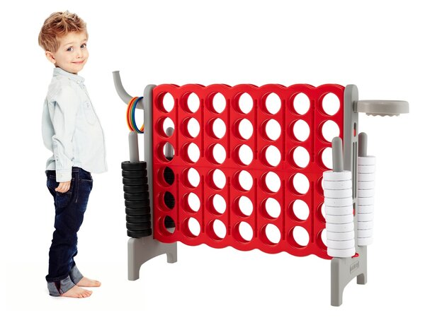 Costway Forza 4 gigante con canestro e gioco di lancio, Gioco da esterno per bambini e adulti 84x33x79 cm Grigio