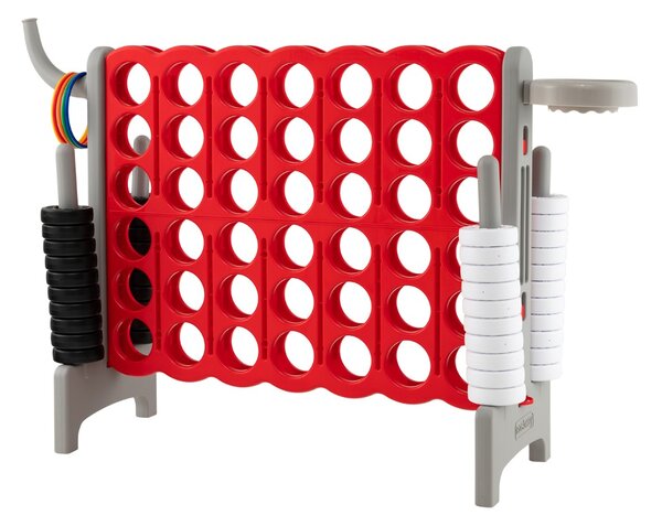 Costway Forza 4 gigante con canestro e gioco di lancio, Gioco da esterno per bambini e adulti 84x33x79 cm Grigio