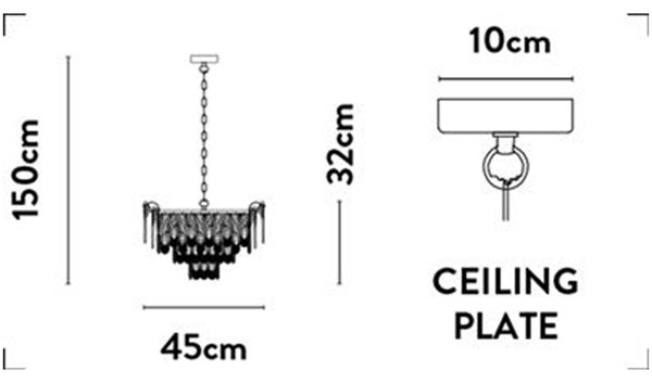 Lampadario Classio Lux & Belle Acciaio Ottone Vetro Trasparente 5 Luci E14