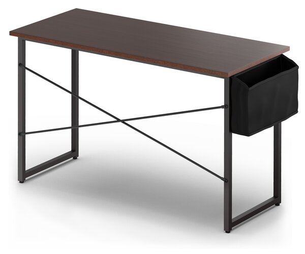 Costway Scrivania per computer 121cm, Tavolo resistente per casa ufficio con scompartimento laterale Caffè