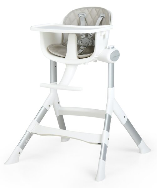 Costway Seggiolone convertibile per bambini con altezza regolabile vassoio lavabile, Seggiolone in alluminio Grigio