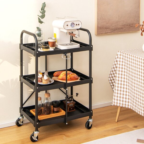 Carrello a 3 piani da cucina con ruote e corrimano universali, Carrello  portatile per utensili pesanti Nero - Costway