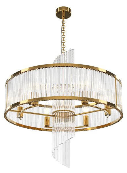 Lampadario A Sospensione Moderno Frame 6 Luci E14 60W Metallo Oro Ip20