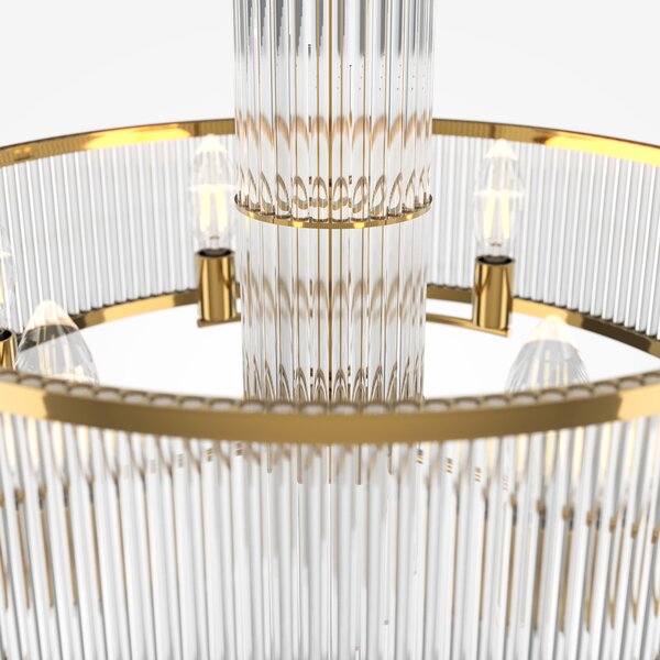 Lampadario A Sospensione Moderno Frame 6 Luci E14 60W Metallo Oro Ip20