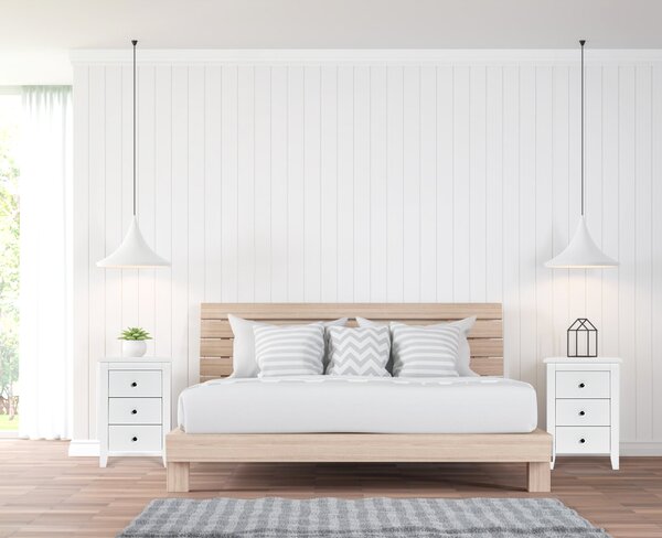 Costway Set di 2 comodini con 3 cassetti per camera da letto, Cassettiera moderna vicino al letto Bianco